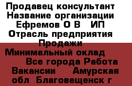 Продавец-консультант › Название организации ­ Ефремов О.В., ИП › Отрасль предприятия ­ Продажи › Минимальный оклад ­ 22 000 - Все города Работа » Вакансии   . Амурская обл.,Благовещенск г.